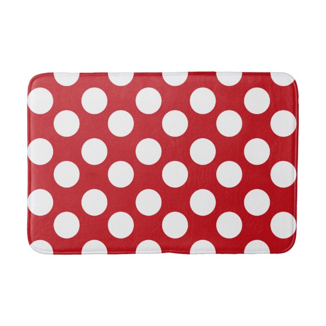 Red and White Polka Dot Foam Bath Mat (Front)