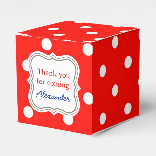 Red and white polka dot modern glamour cute favour box (Front Side)