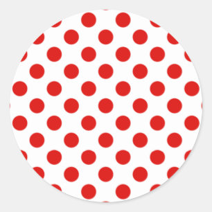 Red and White Polka Dot MSticker Classic Round Sticker