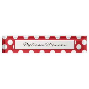 Red and White Polka Dot Name Plate