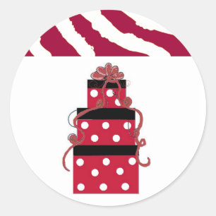 Red and White Polka Dot Packages Classic Round Sticker