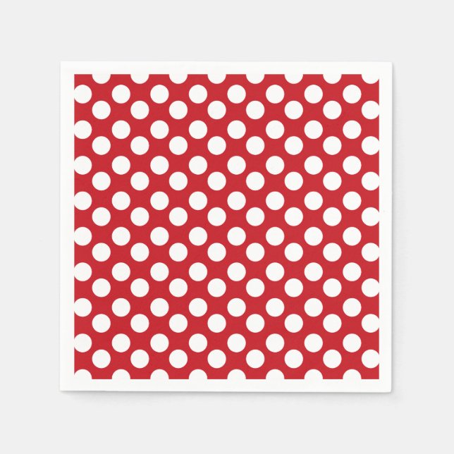 Red and White Polka Dot Paper Napkin (Front)