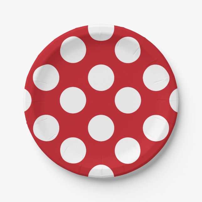 Red and White Polka Dot Paper Plates (Front)