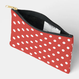Red and White Polka Dot Pattern Accessory Pouch