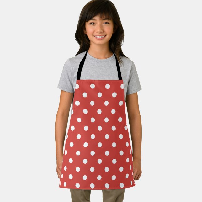 Red and White Polka Dot Pattern Apron (Insitu)