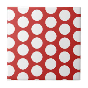 Red and white polka dot pattern custom printed ceramic tile