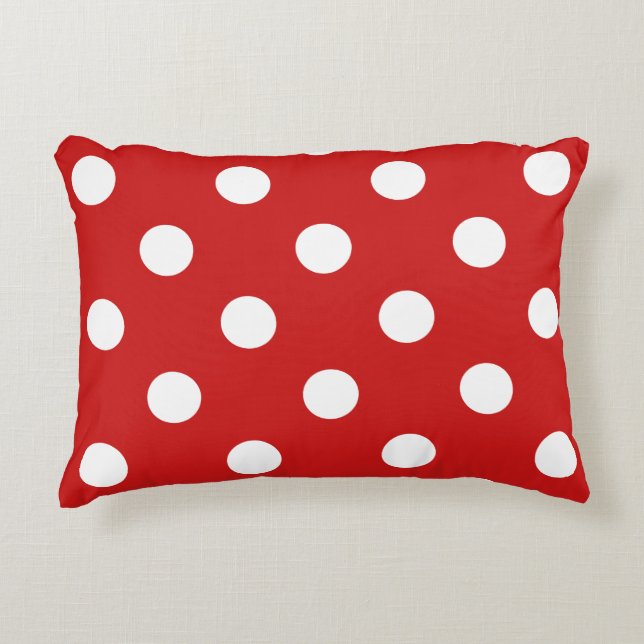 Red and White Polka Dot Pattern Decorative Cushion (Front)