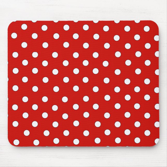 Red and White Polka Dot Pattern Mouse Pad (Front)