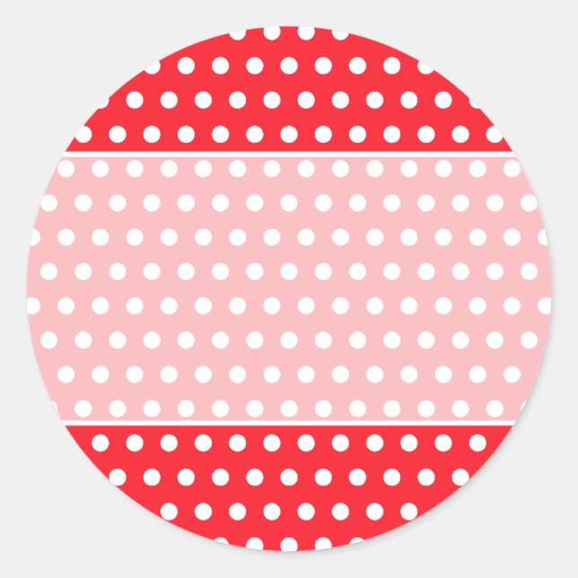 Red and White Polka Dot Pattern. Spotty. Classic Round Sticker (Front)
