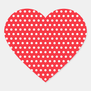 Red and White Polka Dot Pattern. Spotty. Heart Sticker