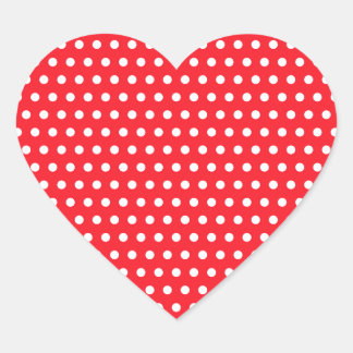 Red and White Polka Dot Pattern. Spotty. Heart Sticker
