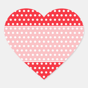 Red and White Polka Dot Pattern. Spotty. Heart Sticker