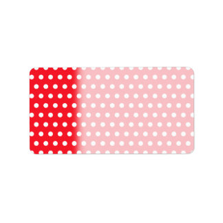 Red and White Polka Dot Pattern. Spotty. Label