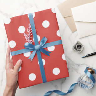 Red and White Polka Dot Pattern Wrapping Paper