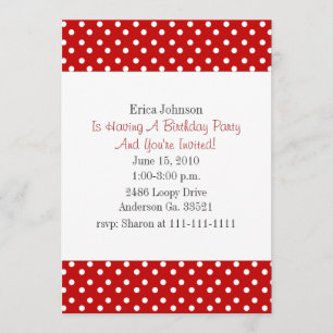 Red and White Polka Dot Print Party Invitation