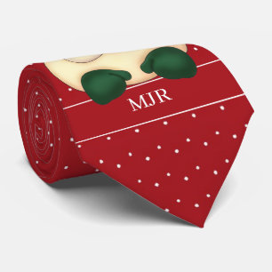 Red and White Polka Dot Santa Monogrammed Tie