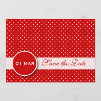 Red and White Polka Dot Save the Date Invitation