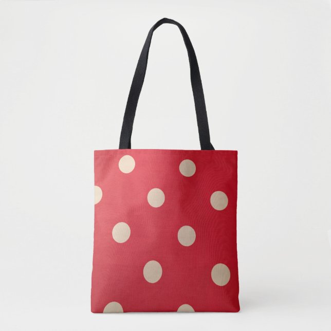 Red and White Polka Dot -Tote Bag (Front)