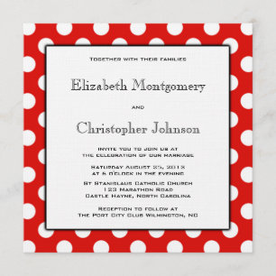Red and White Polka Dot Wedding Invitation