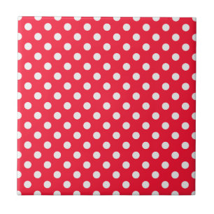 Red and White Polka Dots Ceramic Tile