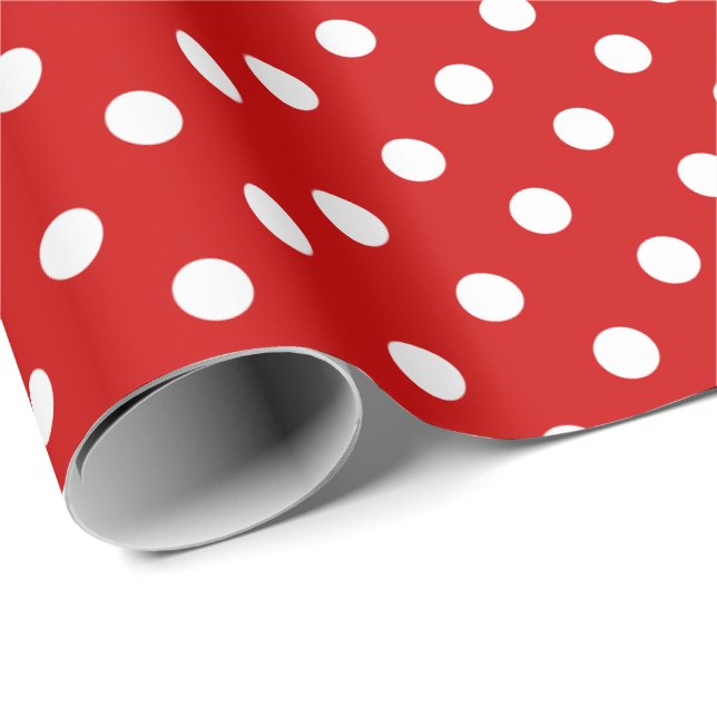 Red and white polka dots Christmas wrapping paper (Roll Corner)