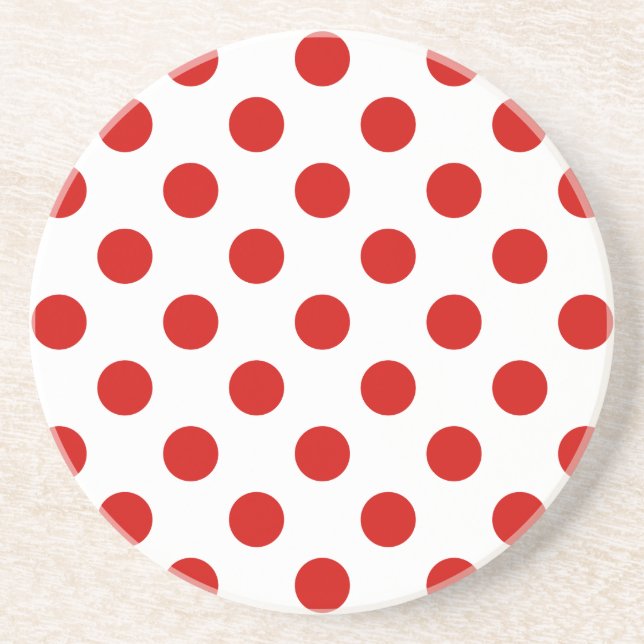Red and white polka dots coaster (Front)