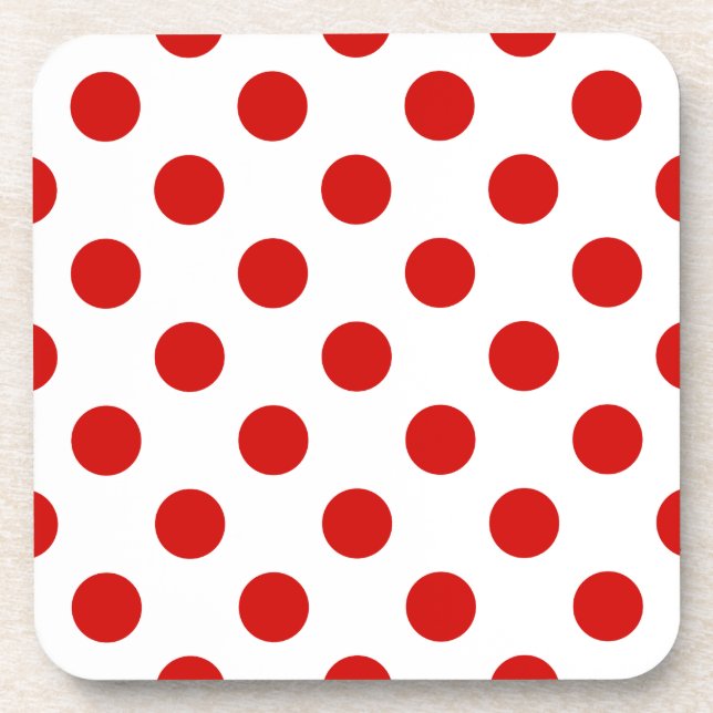 Red and white polka dots coaster (Front)