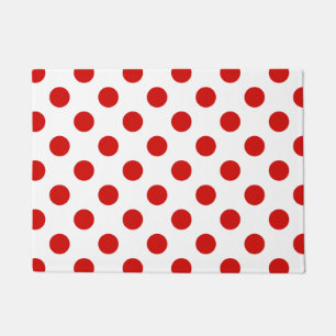 Red and white polka dots doormat