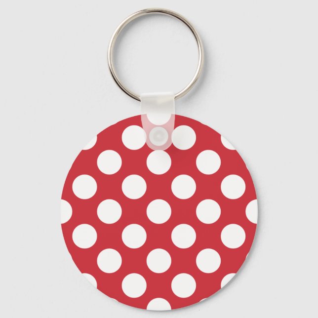 Red and White Polka Dots Key Ring (Front)