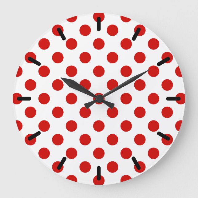 Red and white polka dots large clock (Front)