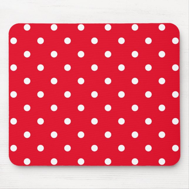 Red and White Polka Dots Mouse Pad (Front)