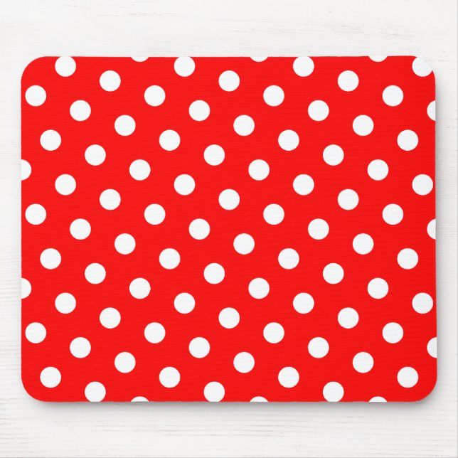 Red and White Polka Dots Mouse Pad (Front)