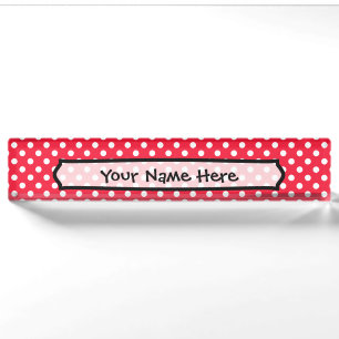 Red and White Polka Dots Nameplate