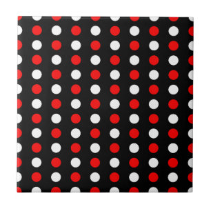 Red and white polka dots pattern ceramic tile