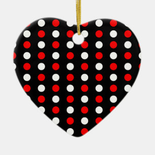 Red and white polka dots pattern ceramic tree decoration