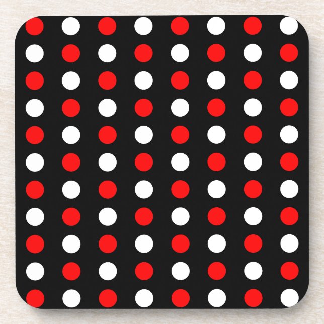 Red and white polka dots pattern coaster (Front)