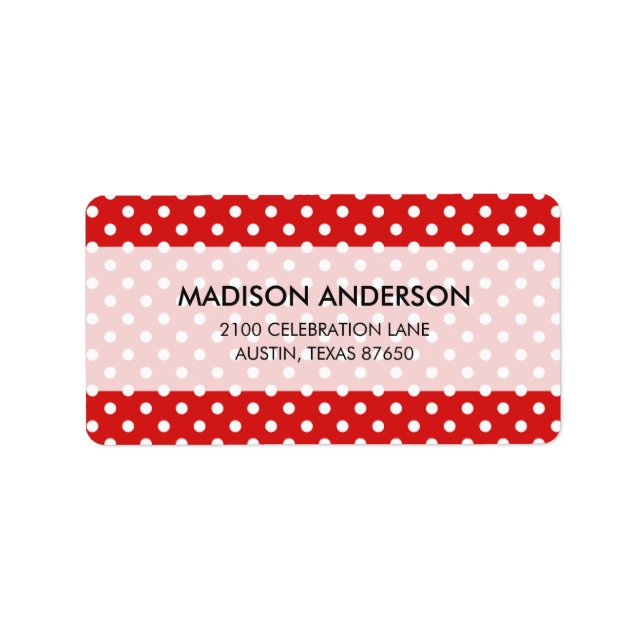 Red and White Polka Dots Pattern Label (Front)