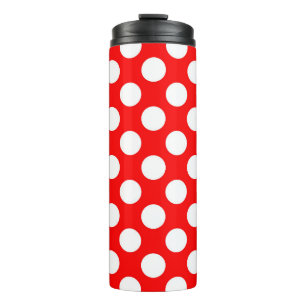 Red and white polka dots pattern thermal tumbler