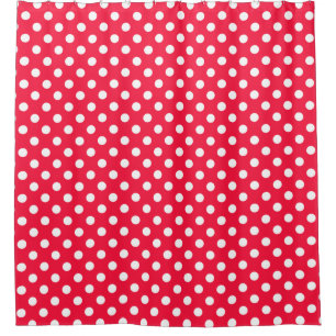 Red and white polka dots shower curtain