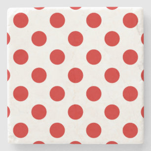 Red and white polka dots stone coaster