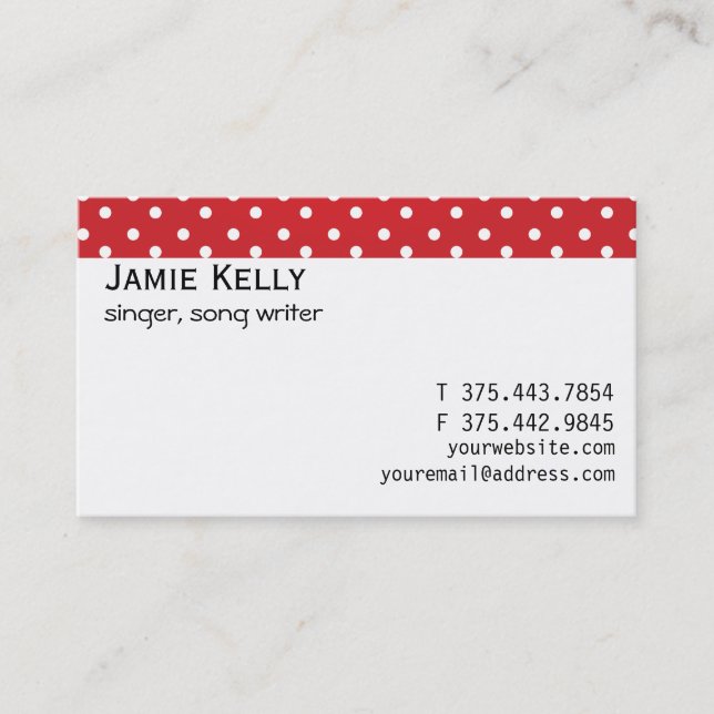Red and White Polkadot Heaven Business Card (Front)