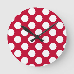 Red and White Polkadots Wall Clock