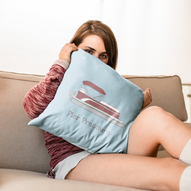 Red and White Pontoon Boat Personalised Cushion (Creator Uploaded)