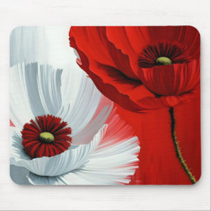 Red and White Poppies Mouse Pad