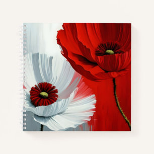 Red and White Poppies Notebook