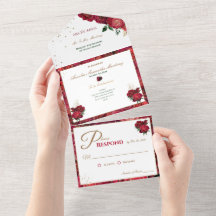 Red and White Quinceañera Affordable Invitations