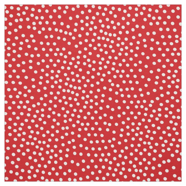 Red And White Random Polka Dot Spotted Print Fabric (Swatch)