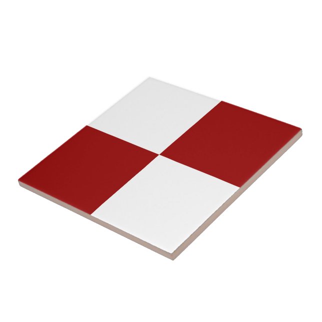 Red and White Rectangles Ceramic Tile (Side)