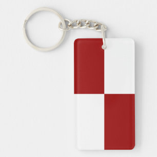 Red and White Rectangles Key Ring