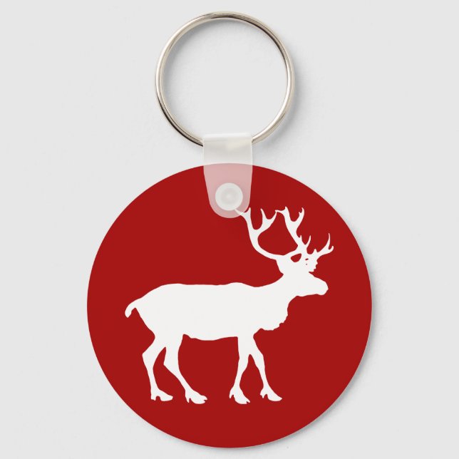 Red and White Reindeer Key Ring (Front)